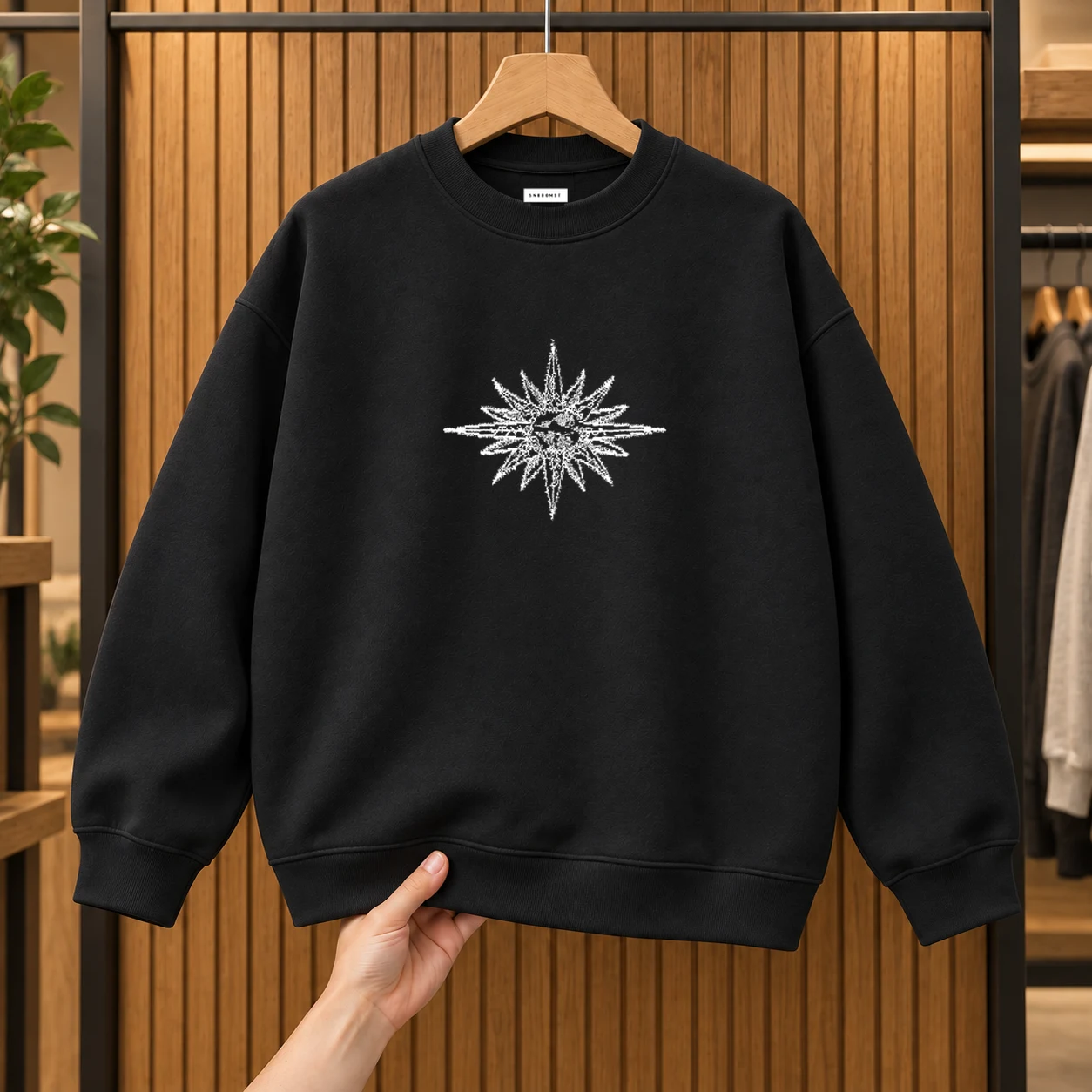 星芒图案黑色卫衣